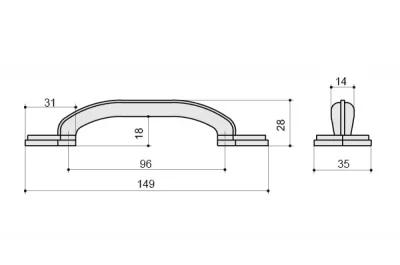 Ручка-скоба 96мм, отделка железо