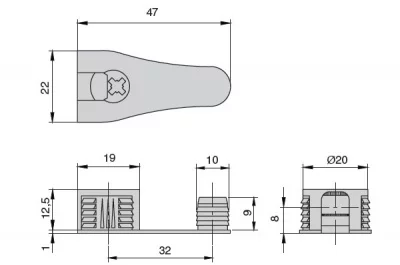 Стяжка эксцентриковая усиленная V20 для 16 мм ДСП, отделка белая (за 100 штук)