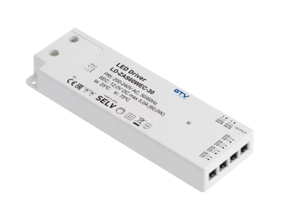 GTV: Блок питания SLIM EASY CLICK 12V,60W, input 220-240VAC, IP20, разм.190x62x21мм, с mini amp и проводо: LD-ZAS60WEC-30