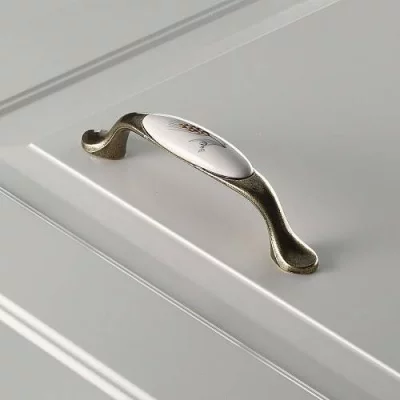 Мебельная фарфоровая ручка старое золото/золотой колос GTV UP-WP0728-PK