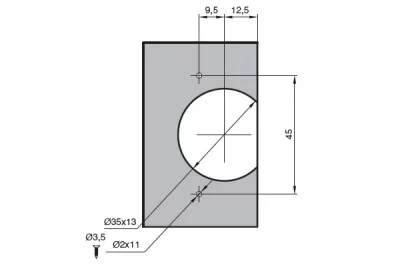 База для накладной петли серии 3000, угол открывания 270°, отделка бронза
