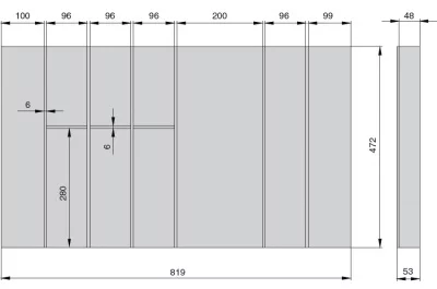 Scandi Ёмкость в базу 900, для столовых приборов, отделка под дуб/белая