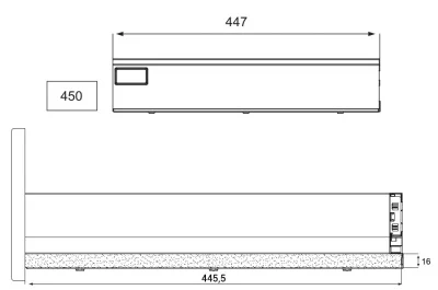 Боковина для ящика H.90 L=450, левая, отделка серая
