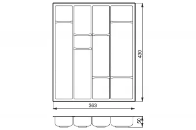 Composit 45 Ёмкость для столовых приборов в базу 450, цвет светло-серый/темно-серый (глянцевый)