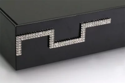 Накладка декоративная фигурная с кристаллами, левая, отделка никель + горный хрусталь