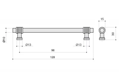 Ручка-скоба 96 мм, отделка античное железо