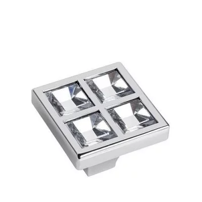 GTV: Ручка-кнопка с кристаллами 27х27мм, хром UZ-02CF27-01