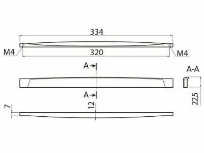 Ручка мебельная KATANIA C=320 мм, хром GTV UZ-KATAN-320-01