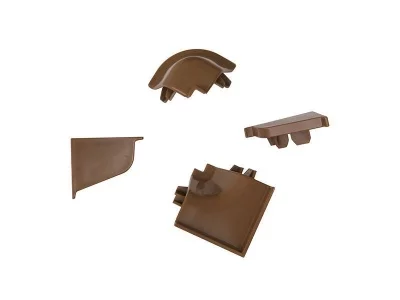 Комплект соединителей овального пристеночного бортика (VER%/35), (4ч.:2 загл., 90°внут.+90°внеш.)пластик, коричневый 96138