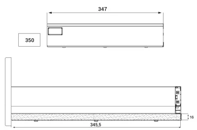 Боковина для ящика H.90 L=350, правая, отделка белая