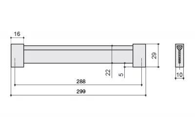 Ручка-скоба 288мм, отделка хром матовый лакированный