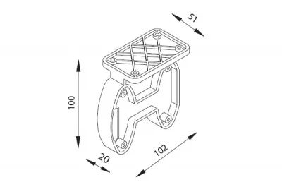 Опора для крепления выдвижных элементов к полкам, отделка коричневая