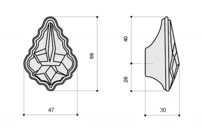 Ручка-кнопка, отделка серебро + горный хрусталь