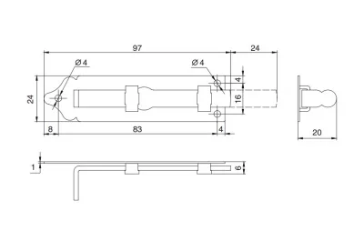 Шпингалет, отделка бронза античная