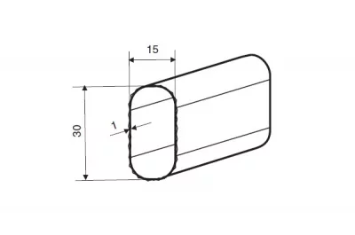 Штанга для одежды 15х30х1, L=3000мм, отделка алюминий