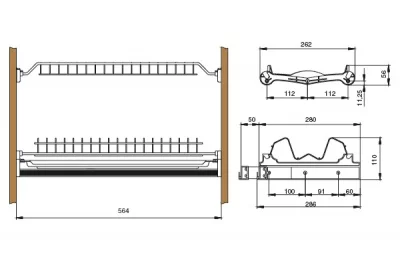 Сушка 2-уровневая в базу 600/18, отделка бронза