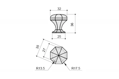 Ручка-кнопка, отделка железо