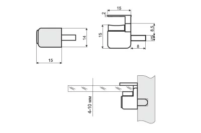 Полкодержатель П-образный с зажимом, для стекла 4-10мм, отделка никель
