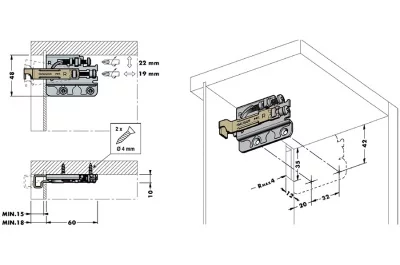 Подвеска полок на саморезах под крышечку, правая