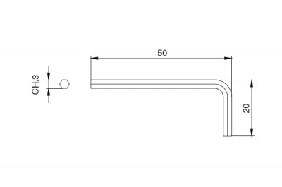 Ключ шестигранник L-образный CH.3, отделка цинк (за 100 штук)
