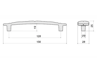 Ручка-скоба 128мм, отделка золото винтаж