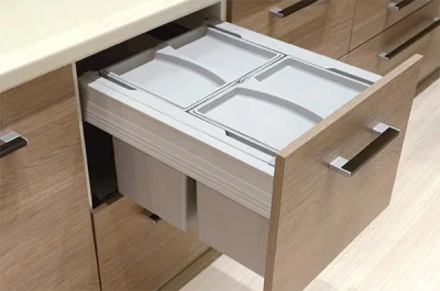 Система хранения выкатная, в базу 450/16, H298 (2 ведра), отделка пластик серый