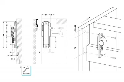 Фиксатор настенный для мебели, правый