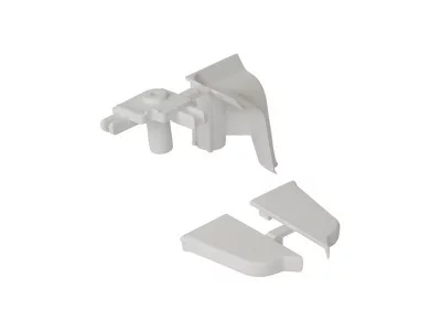 Комплект соединителей овального пристеночного бортика ALPHALUX,(3ч.:2 загл., 90гр.внут) пластик, белый