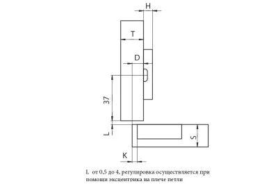 Петля 110 полунакладная, 48мм, Slide-on, отделка никель