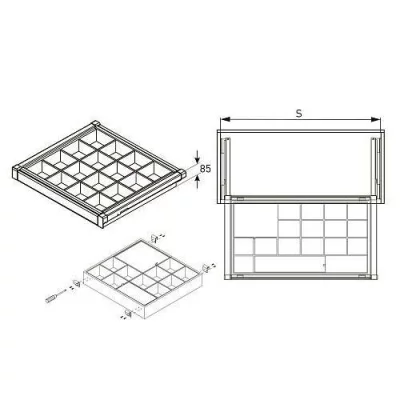 GTV: Корзина с органайзером WG-PRZEG60-60 графит, с доводчиком, полного выдвижения: WG-PRZEG60-60