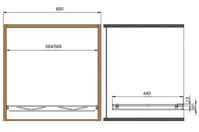Сетчатая полка в базу 600, отделка хром