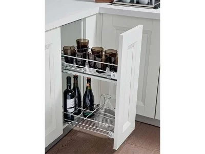 Бутылочница в базу 300мм, с креплением к фасаду, направляющие плавного закрывания,