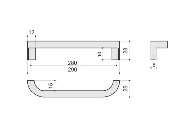 Ручка-скоба 280мм, отделка хром глянец