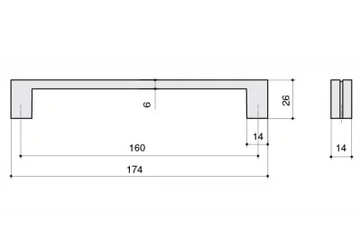 Ручка-скоба 160мм, отделка никель матовый