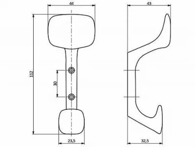 GTV: Крючок мебельный TOLEDO C, черный матовый: WZ-TOLED-C0-20M