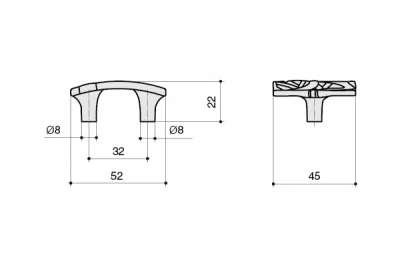 Ручка-скоба 32мм, отделка старое серебро с блеском
