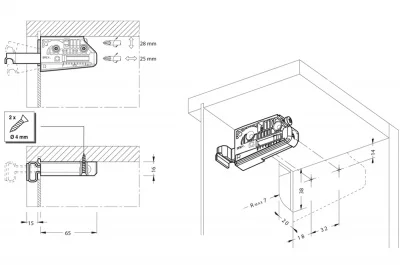 Подвеска полок на саморезах под крышечку, левая