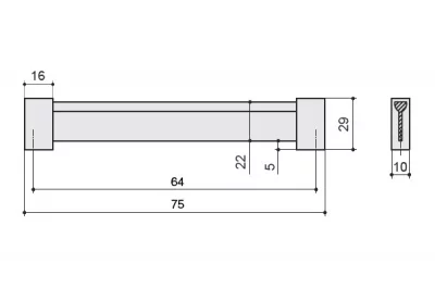 Ручка-скоба 64мм, отделка хром матовый лакированный