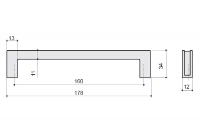 Ручка-скоба FRAME 160мм, отделка венге + сталь нержавеющая
