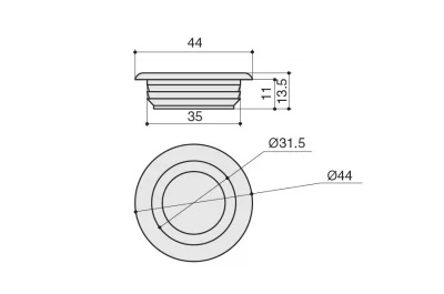 Ручка врезная, отделка серая