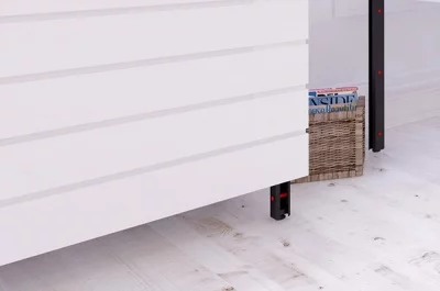 Ножка декоративная Бруклин, h.150, отделка черный бархат (матовый)+красный