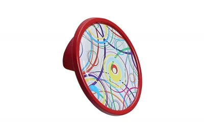 Ручка-кнопка 32мм, отделка красный + вставка