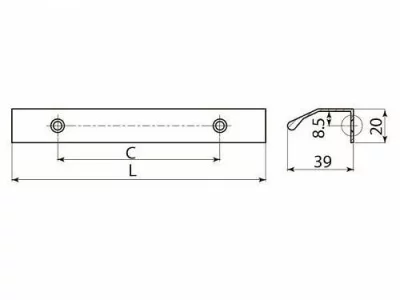 Ручка алюминиевая TREX C=96мм L=150мм, алюминий GTV UA-TREX-96-150-05