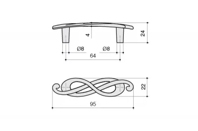 Ручка-скоба 64мм (левая), отделка серебро лунное
