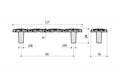 Ручка-скоба 96мм, отделка серебро старое