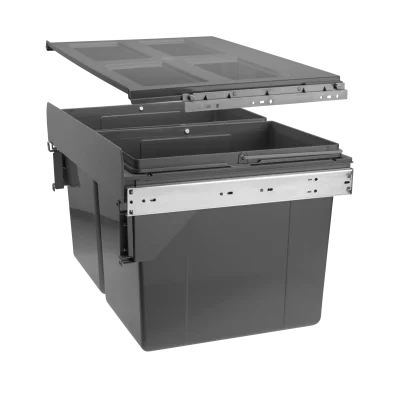 GTV: ВЕДРО ДЛЯ МУСОРА PRACTI ECO, ФАСАД=400мм, 2x16л, с креплением к фасаду, 362х403х358, напр.шариковая: PB-45-400MF-2X16-60A