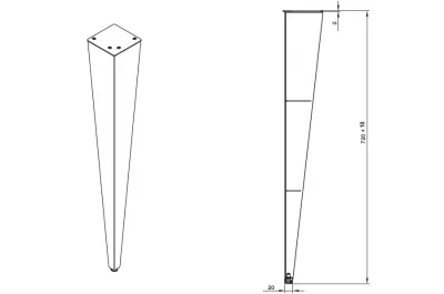 Нога для стола Милан, h.720, отделка золото (перламутр)