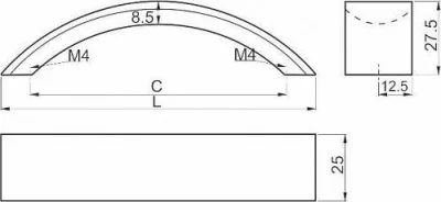 Ручка алюминиевая UA-338 C=160, алюминий GTV UA-00-338160