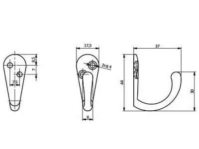 GTV: Мебельный крючок MALAGA S, хром WZ-MALAG-C0-01