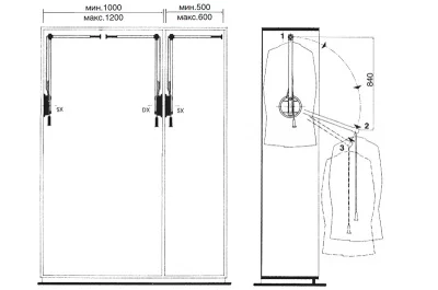 Лифт для навески одежды, правосторонний